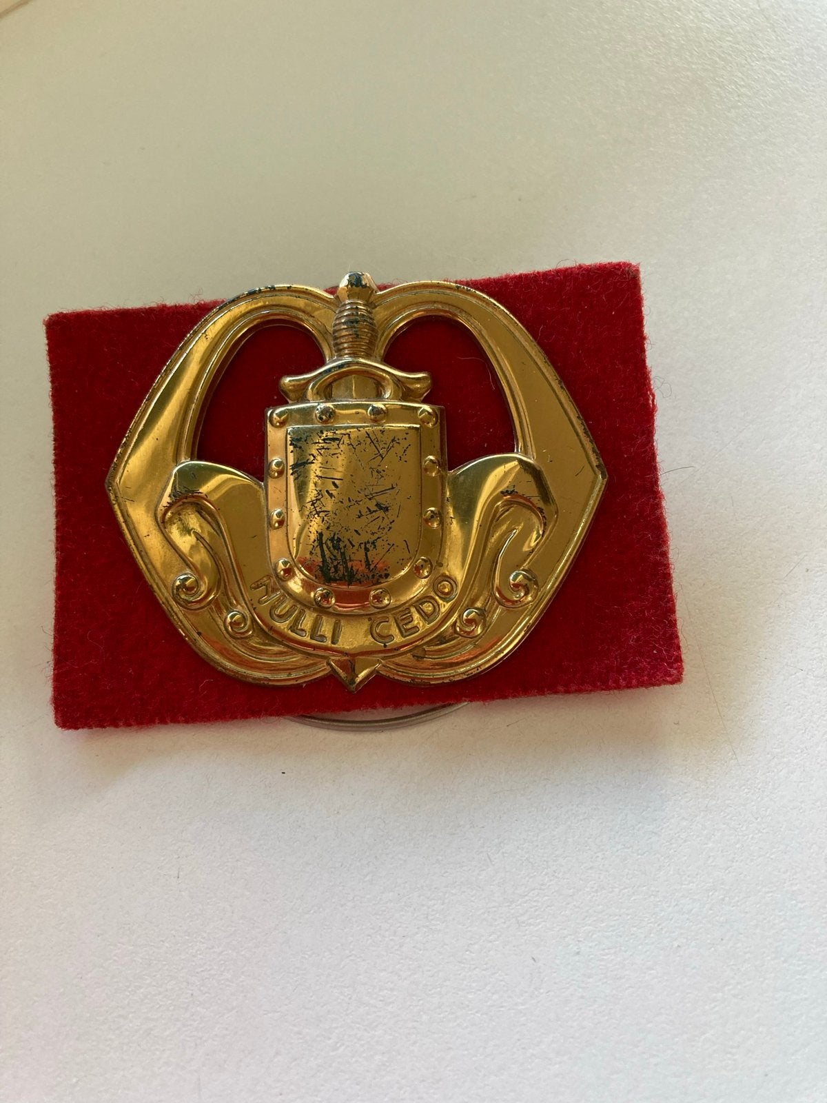 Embleem Landmacht Nulli Cedo, Verzamelen, Ophalen of Verzenden, Landmacht, Nederland, Embleem of Badge