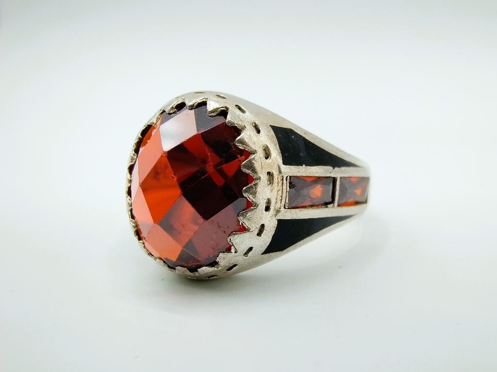 Zilveren ruby ring, 19.5 mm,, Info@zilverwebsite.nl, Verzenden, 19 tot 20, Zo goed als nieuw