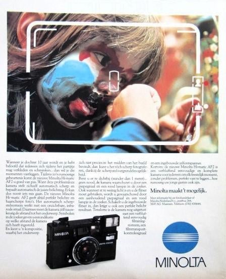 4 vintage advertenties reclames Minolta camera 1981 foto, Ophalen of Verzenden, Gebruikt, Overige typen