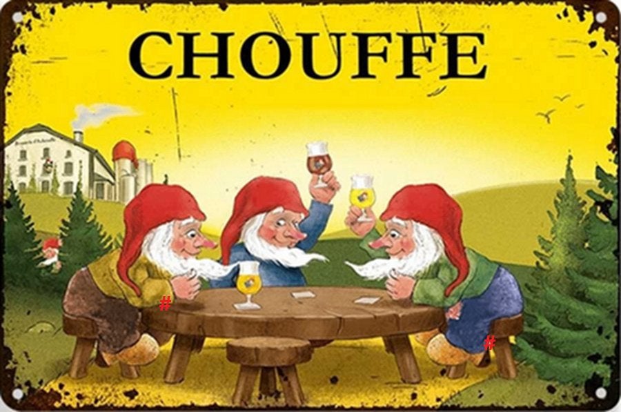 La Chouffe/Duvel/Leffe Bier Metalen Wandborden, Verzamelen, Verzenden, Nieuw, Reclamebord, Plaat of Schild, Overige merken