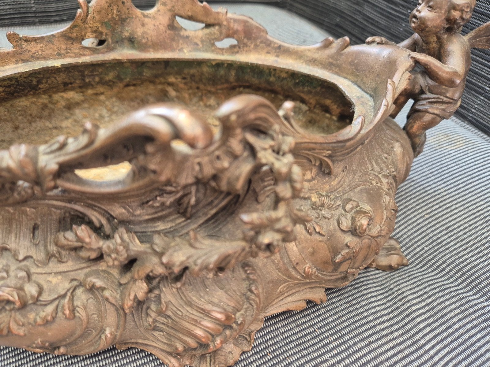 Antieke Franse Jardinière met Engelen, Rococo/Art Nouveau, Ophalen of Verzenden