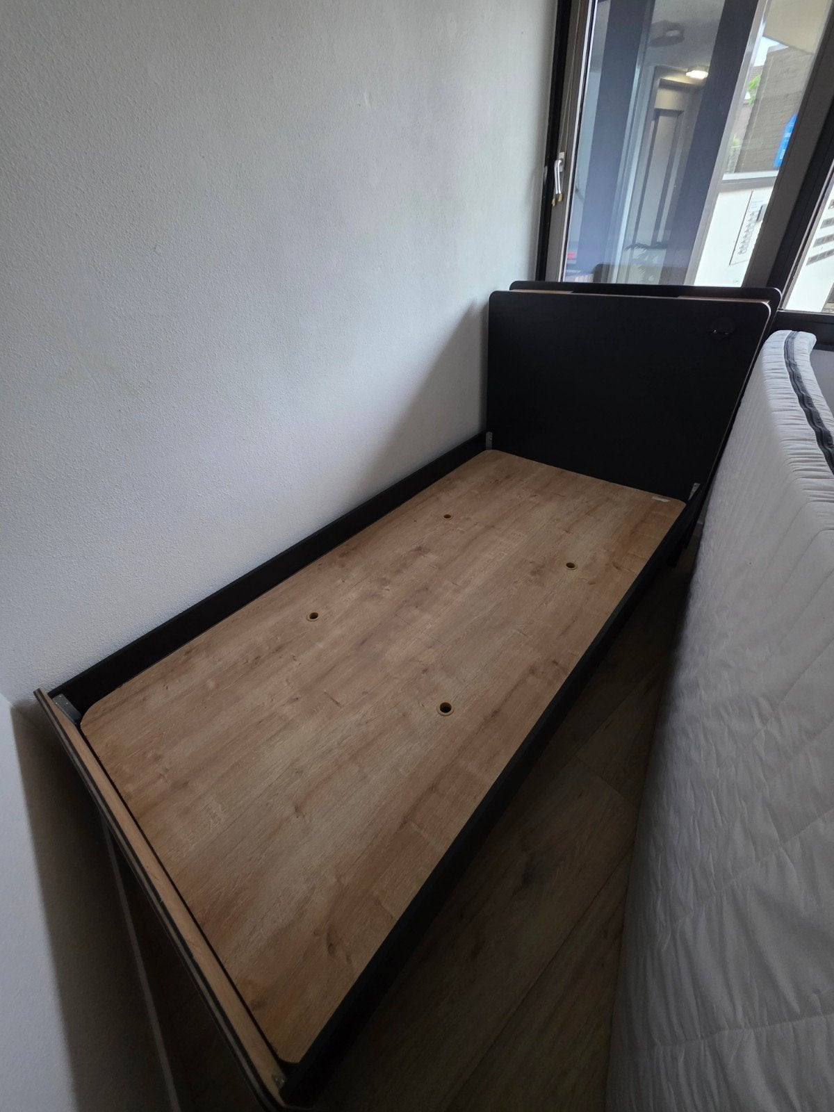 Eenpersoonsbed 100x200cm met USB en opbergvakken, 100 cm, Eenpersoons, Zwart, Ophalen of Verzenden