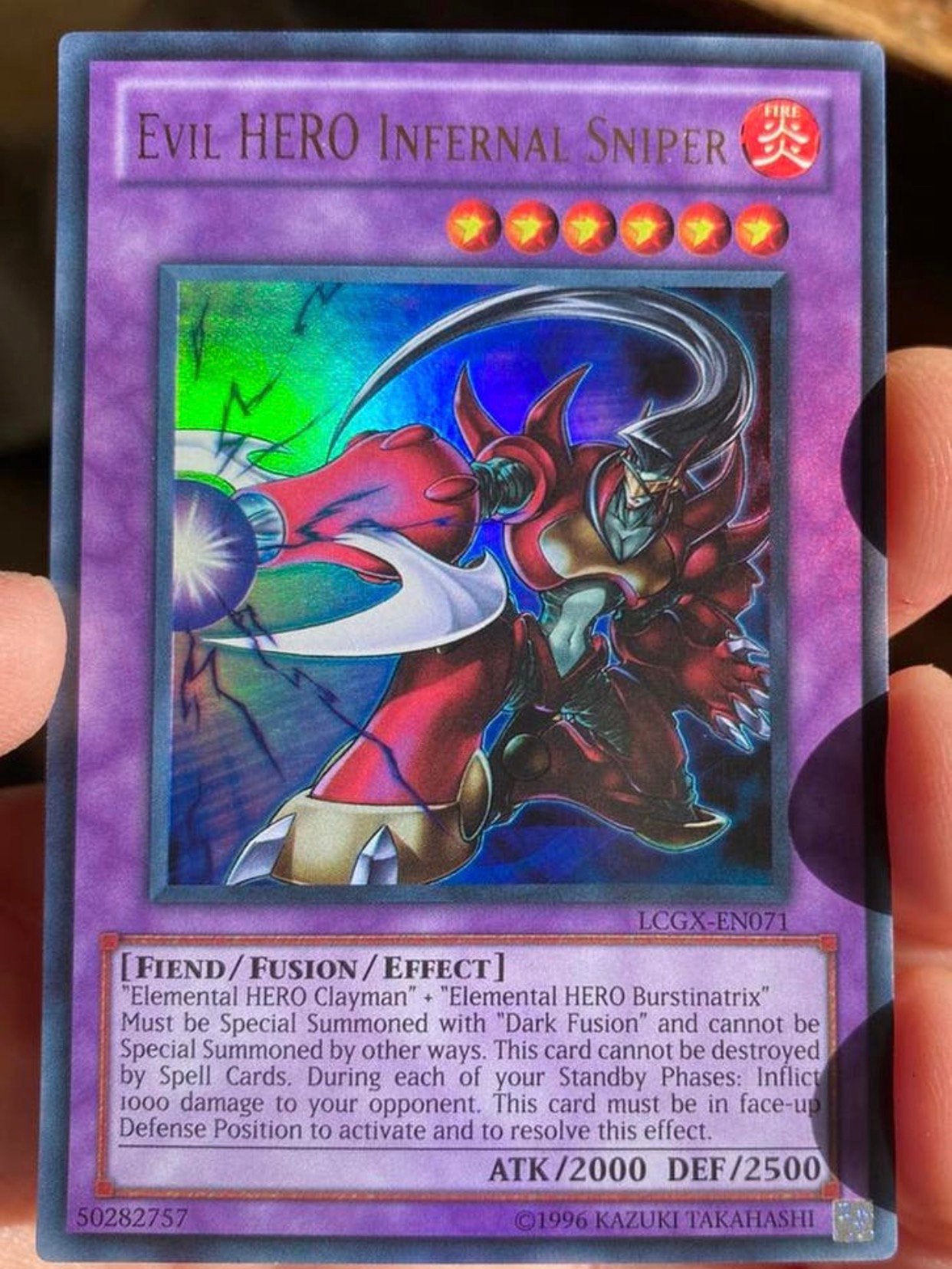 Yu-Gi-Oh! Evil HERO Infernal Sniper LCGX Old Print !, Ophalen of Verzenden, Gebruikt, Losse kaart, Foil