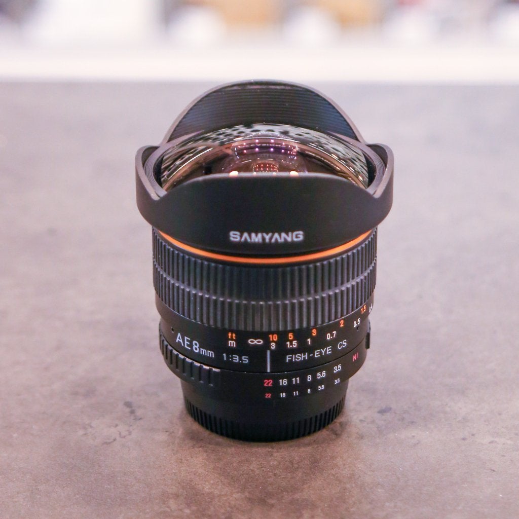 Samyang AE 8mm f/3.5 Fish Eye Nikon-F (Hilversum), Foto-Groep, Gebruikt, Luttekepoortstraat 26 3841 AX Harderwijk, Samyang