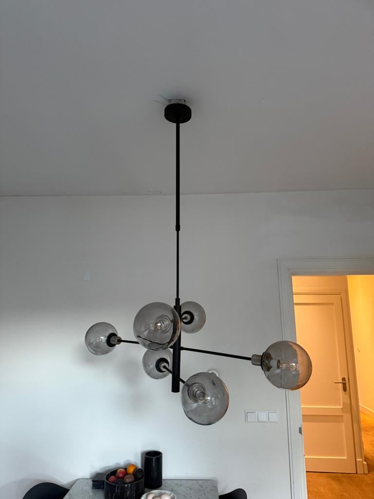 Moderne hanglamp met HEMA smart dimlichten, Ophalen, Zo goed als nieuw, Glas, 75 cm of meer