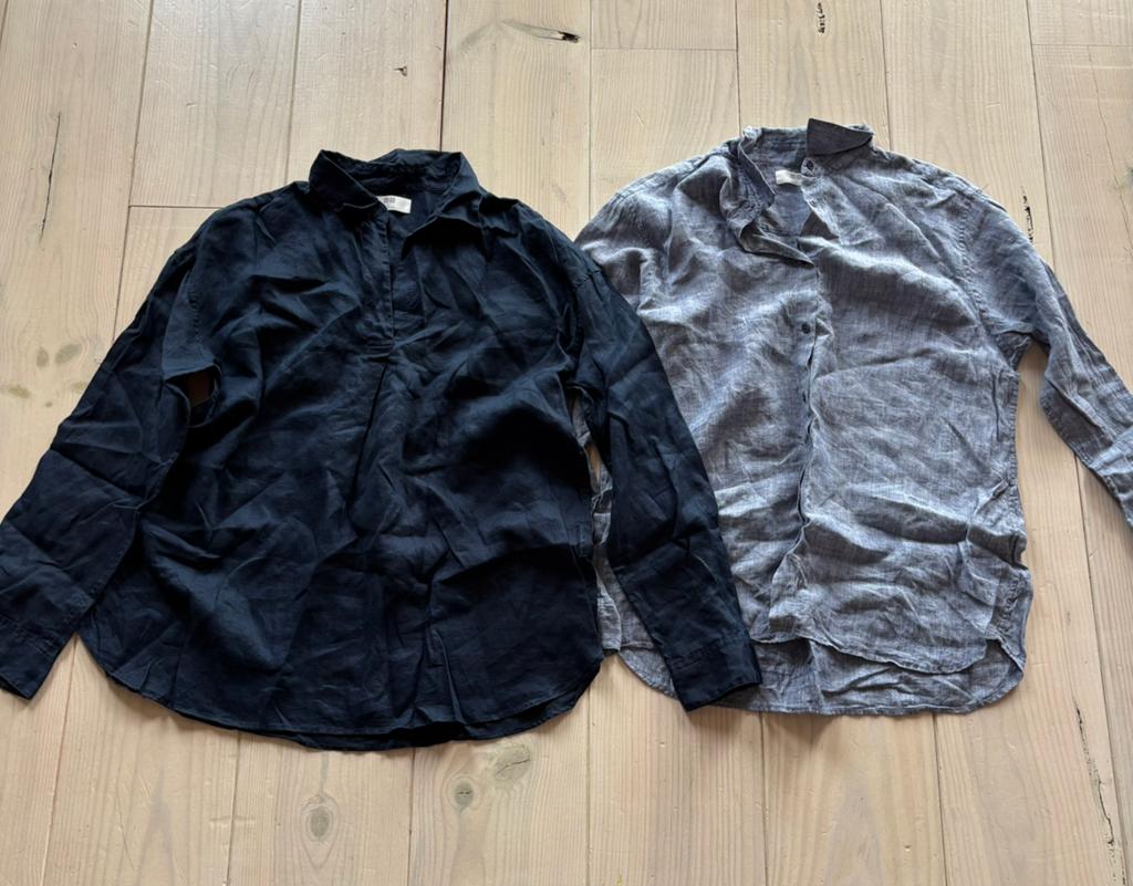 Uniqlo linnen blouses maat L, Ophalen of Verzenden, Zo goed als nieuw, Maat 42/44 (L), Blauw