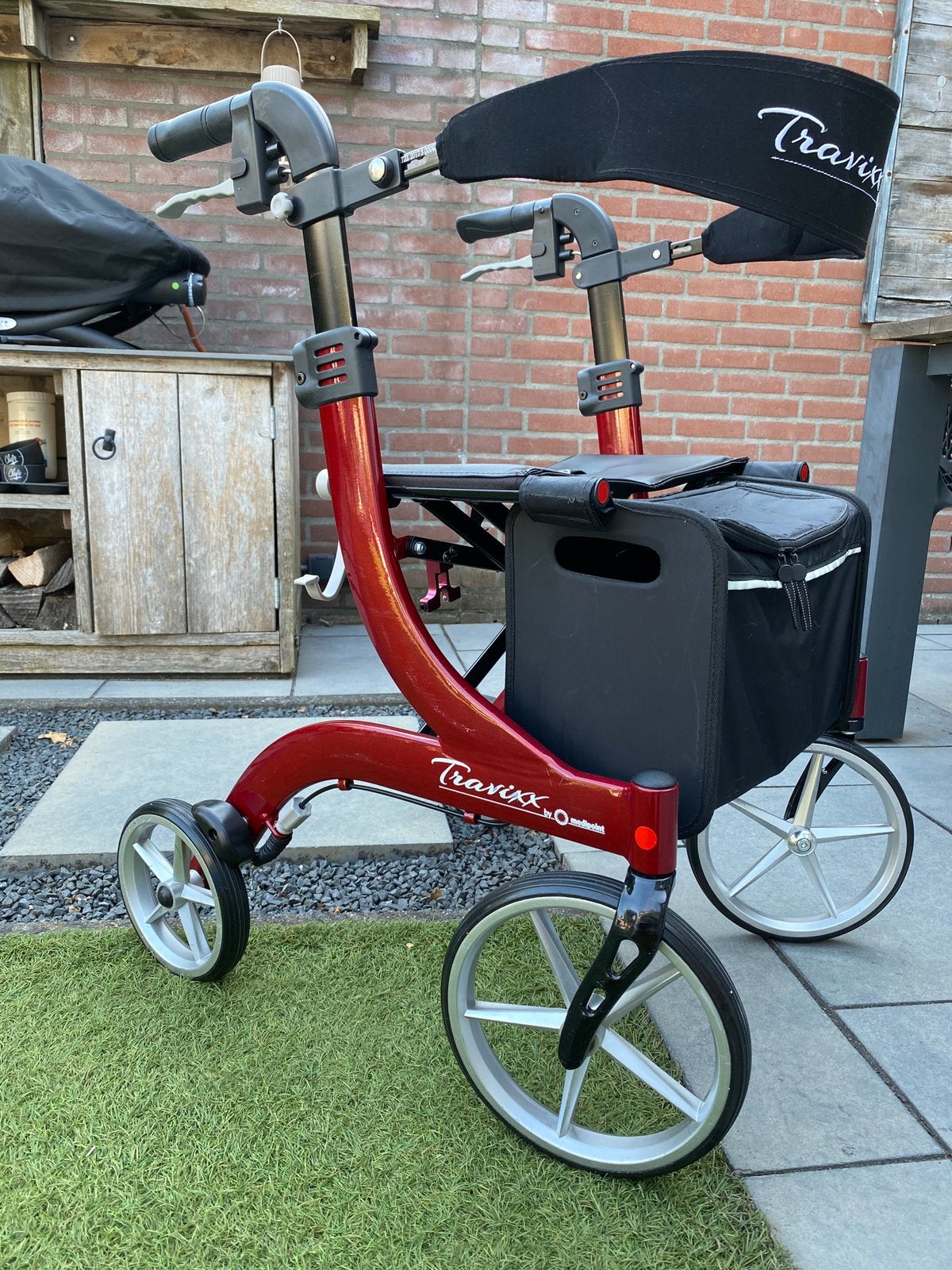 Travixx Deluxe S - Medipoint rollator +tas+rugband, Diversen, Ophalen, Lichtgewicht, Zo goed als nieuw