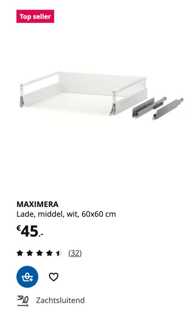 IKEA MAXIMERA lade middel 6060 cm – nieuw in verpakking, Ophalen, Wit, Nieuw, 50 tot 100 cm