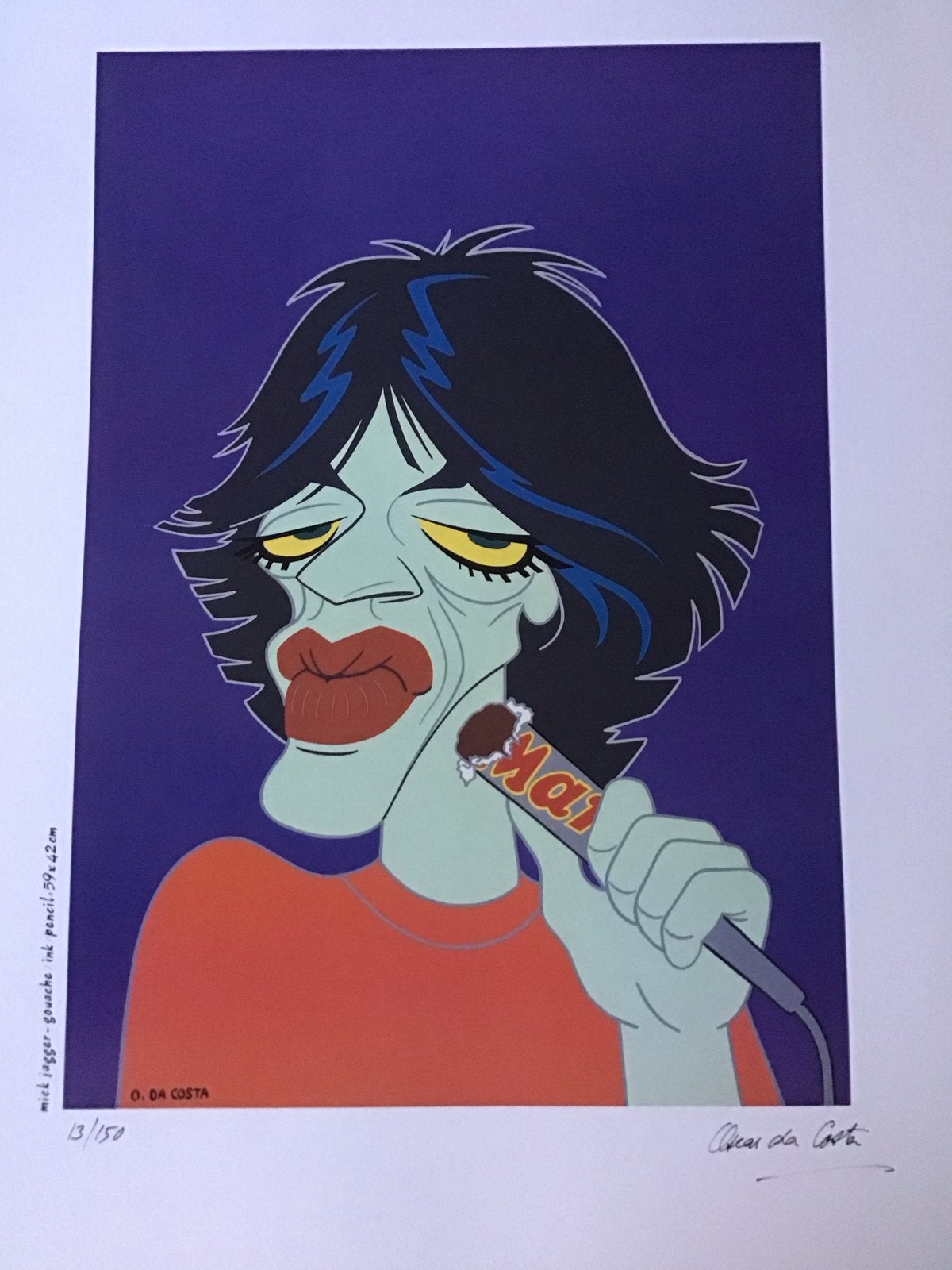 Oscar da Costa - Mick Jagger (gelimiteerde editie), Ophalen, Print, Gemengde techniek, Genummerd
