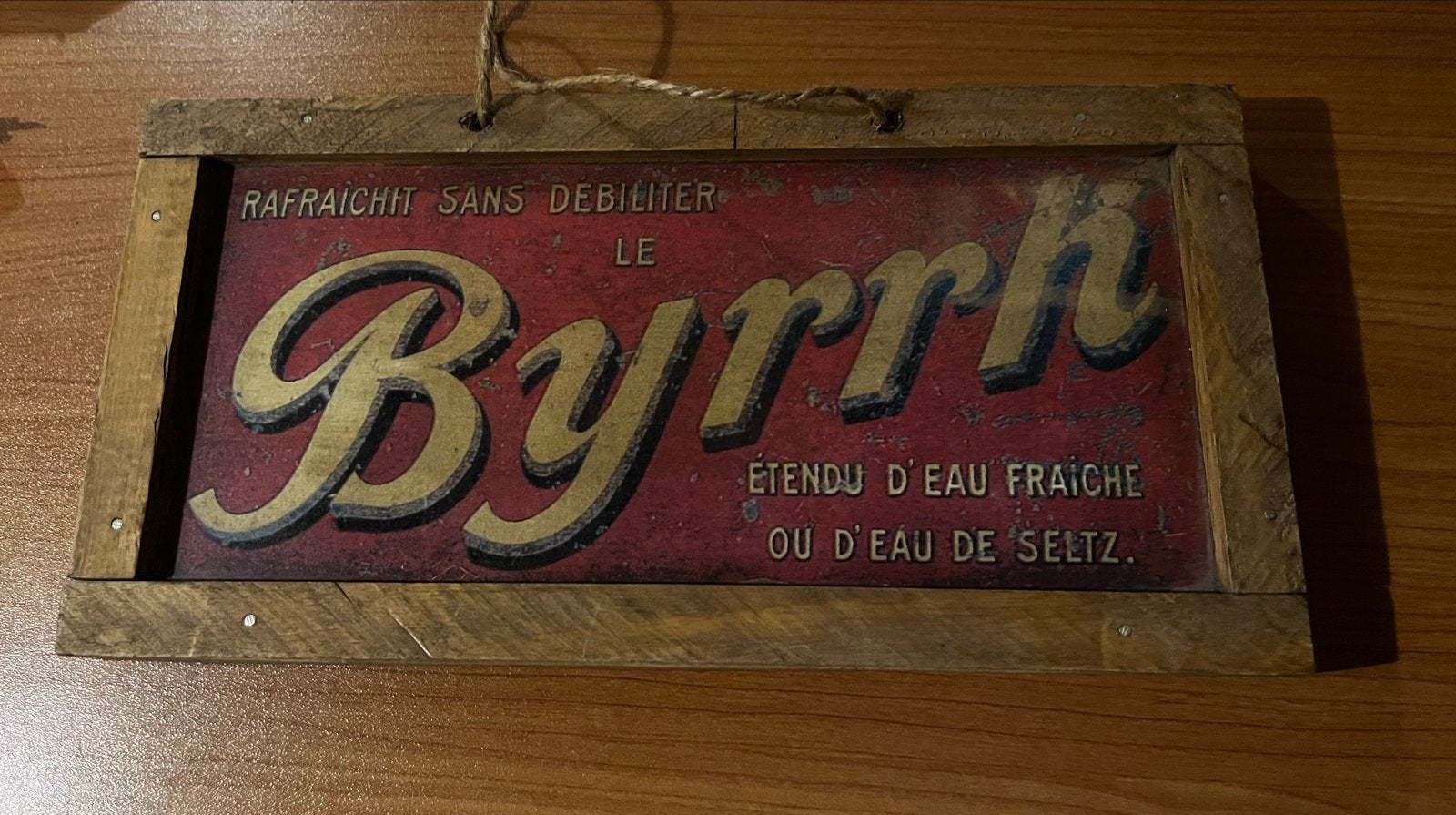 Vintage Byrrh Reclamebord - Houten Frame 30x15 cm, Ophalen of Verzenden