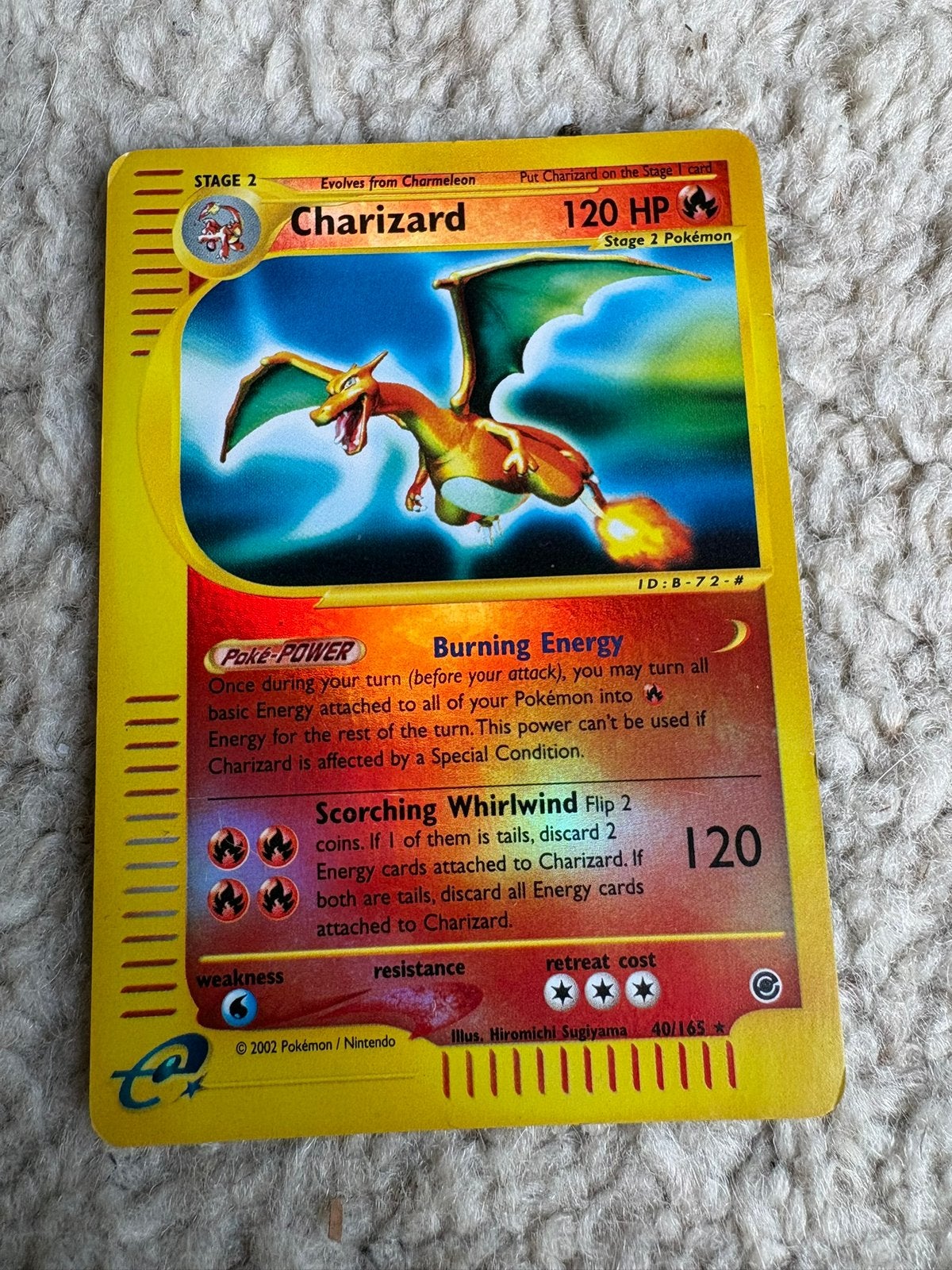Pokemon kaart Charizard 40/165 reverse holo 2002, Ophalen of Verzenden, Zo goed als nieuw
