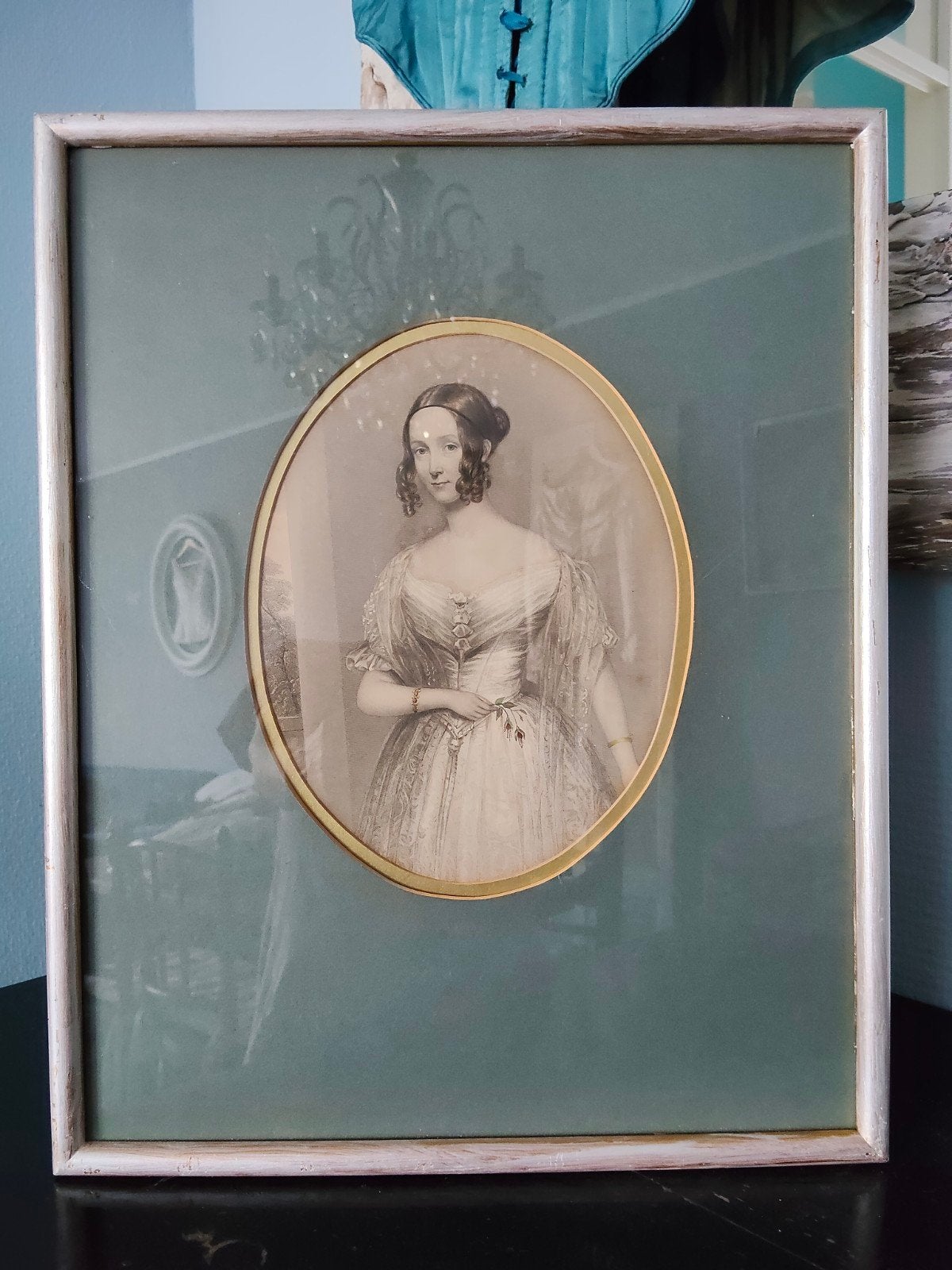 Antiek oude gravure portret schilderij 19 e eeuw, Antiek en Kunst, Ophalen of Verzenden