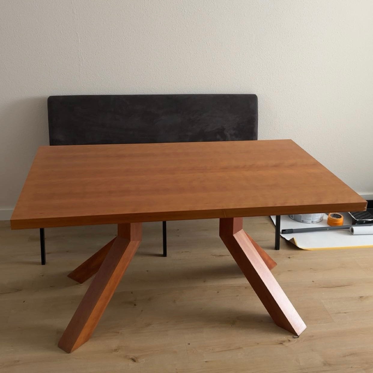 Houten eettafel 145 x 90 cm, Ophalen, Gebruikt, 100 tot 150 cm, Vijf personen of meer