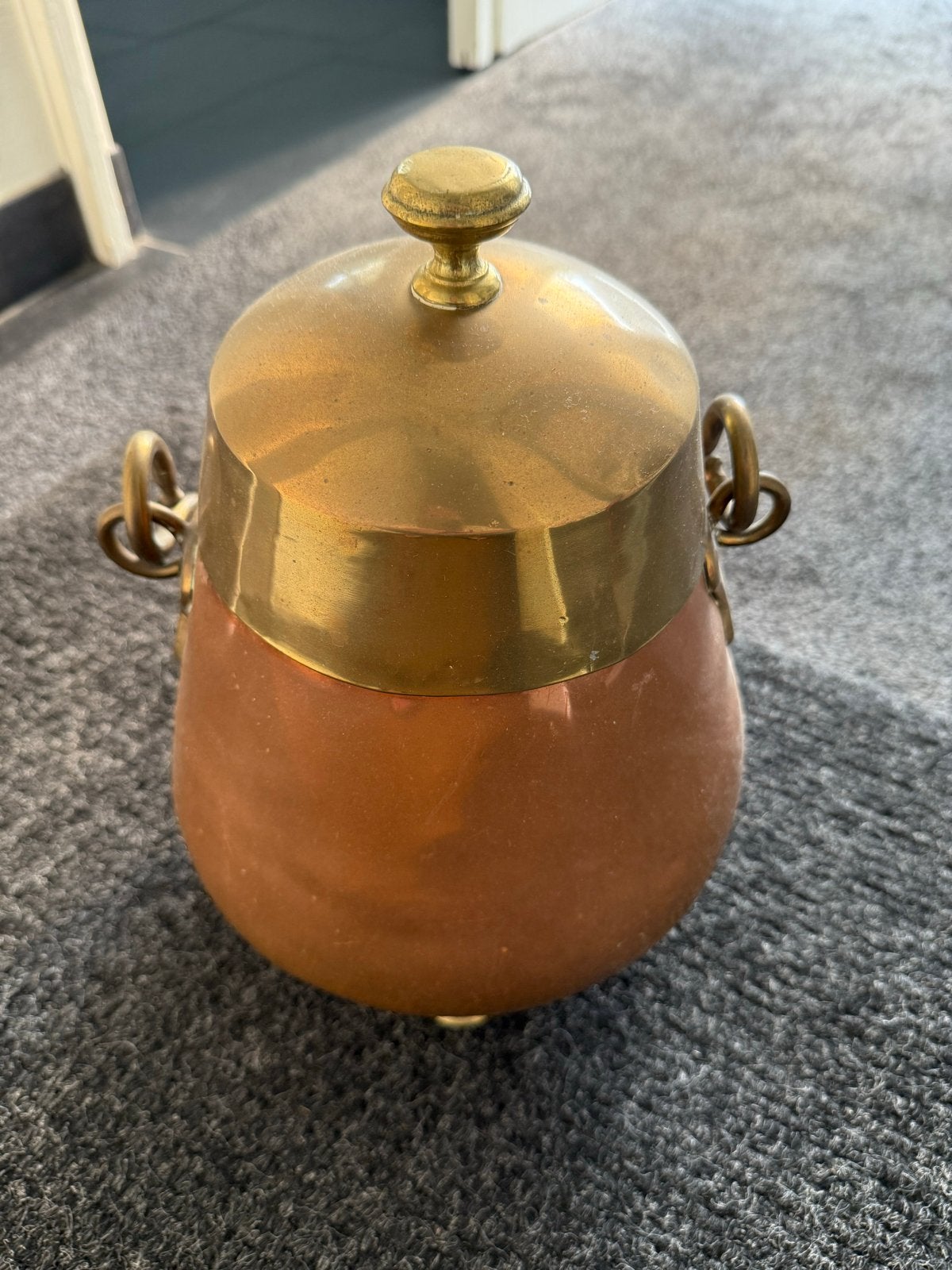 Antieke Koperen en Bronzen Pot met Deksel, Antiek en Kunst, Antiek | Koper en Brons, Ophalen of Verzenden, Koper