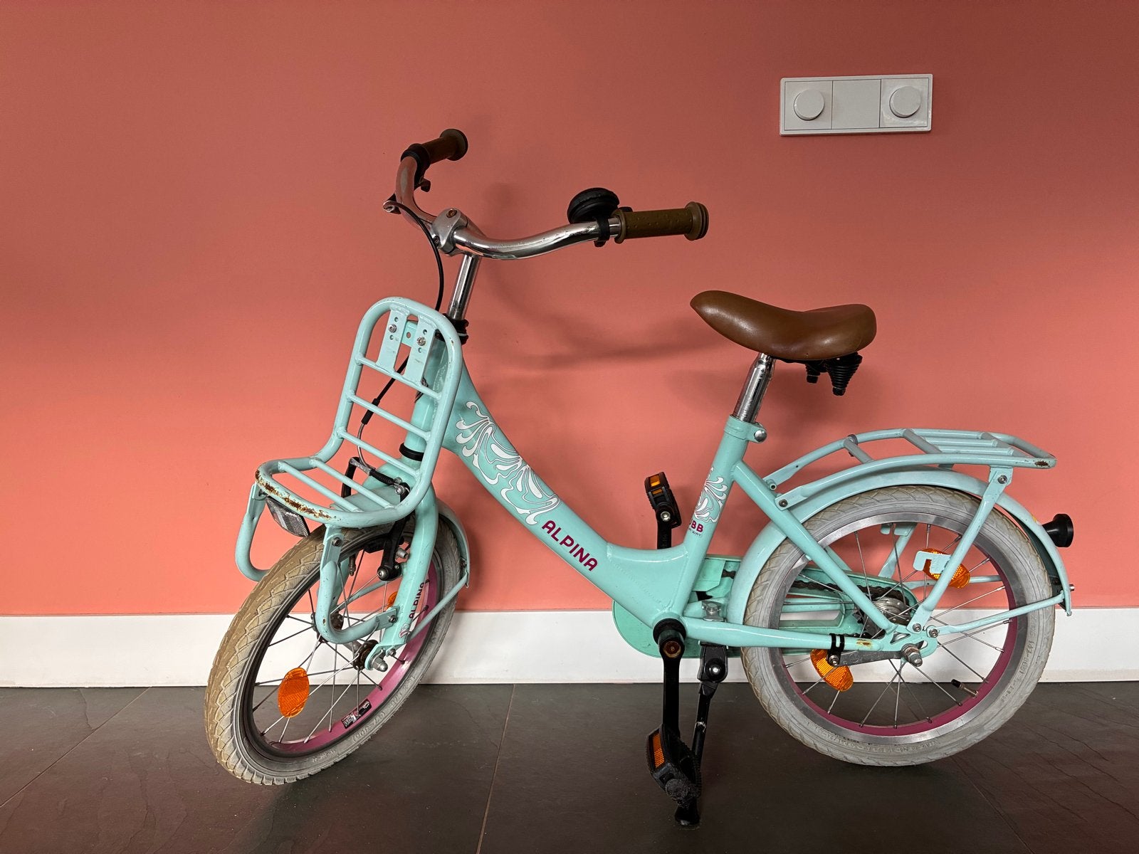 Alpina Clubb 16 inch kinderfiets - Mintgroen, Ophalen, Terugtraprem, Gebruikt, Handrem
