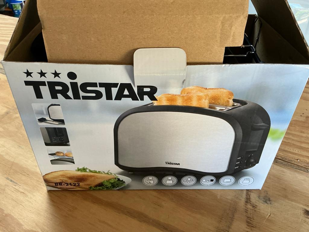 Tristar BR-2122 RVS Broodrooster - Nieuw in doos, Witgoed en Apparatuur, Broodroosters, Ophalen of Verzenden, Nieuw, Uitneembare kruimellade