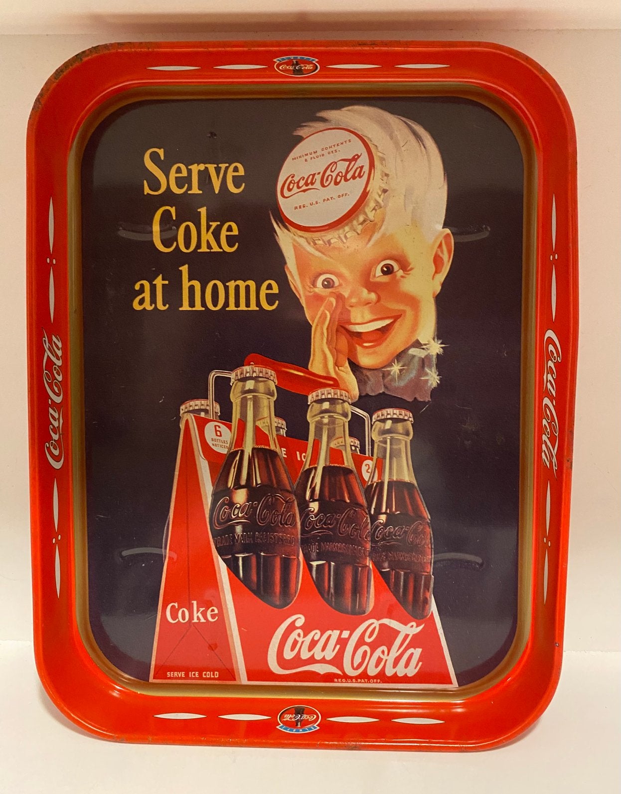 Dienblad van Coca-cola met jongen en coca-cola flesjes., Verzamelen, Ophalen of Verzenden, Zo goed als nieuw, Gebruiksvoorwerp