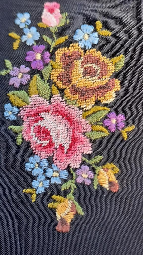 Vintage brillenetui met bloemenborduursel, Onbekend, Ophalen of Verzenden, Zo goed als nieuw, Onbekend