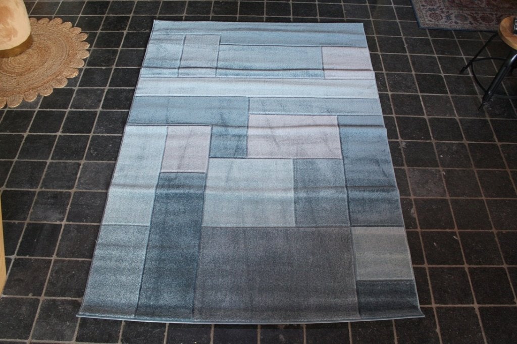 Vloerkleed Simlicity Cosmos Denim Blue met vakken 160x230