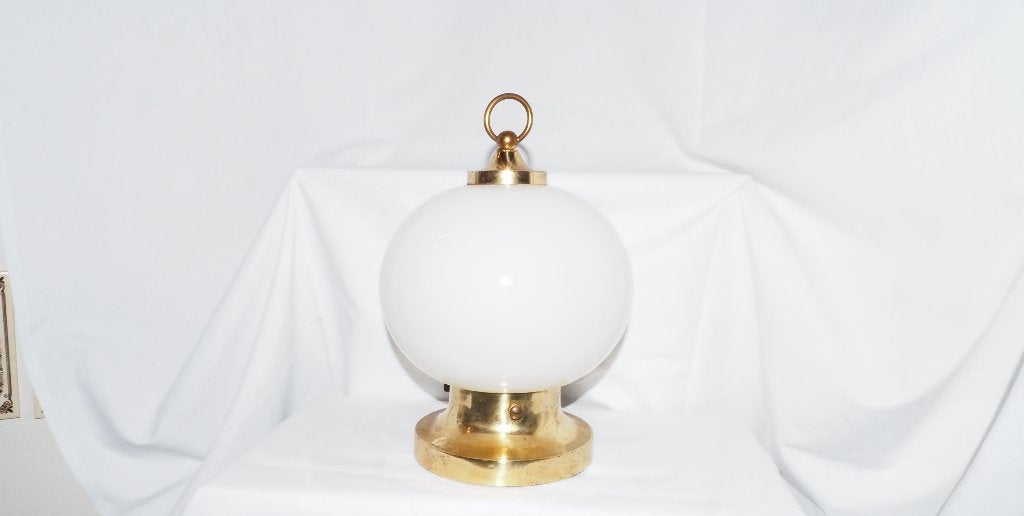 Vintage plafonniere, Huis en Inrichting, Lampen | Plafondlampen, Gebruikt, Vintage, Glas, Wit