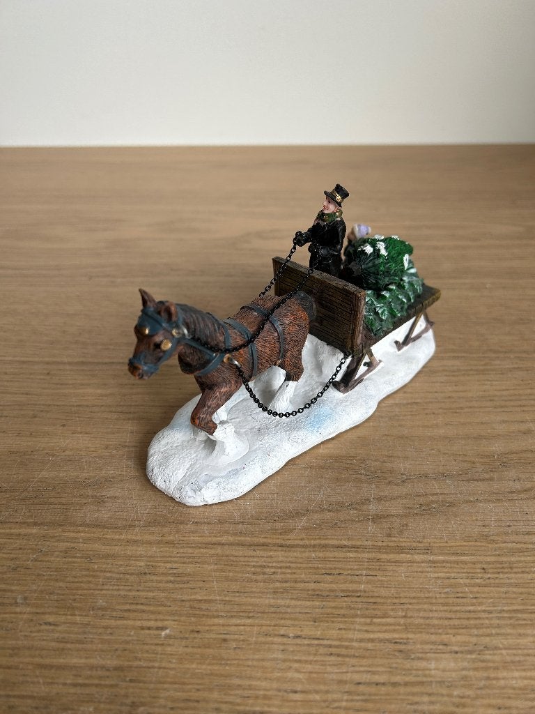 Kerstdorp Kerstslee Paard met wagen, Diversen, Ophalen of Verzenden, Zo goed als nieuw