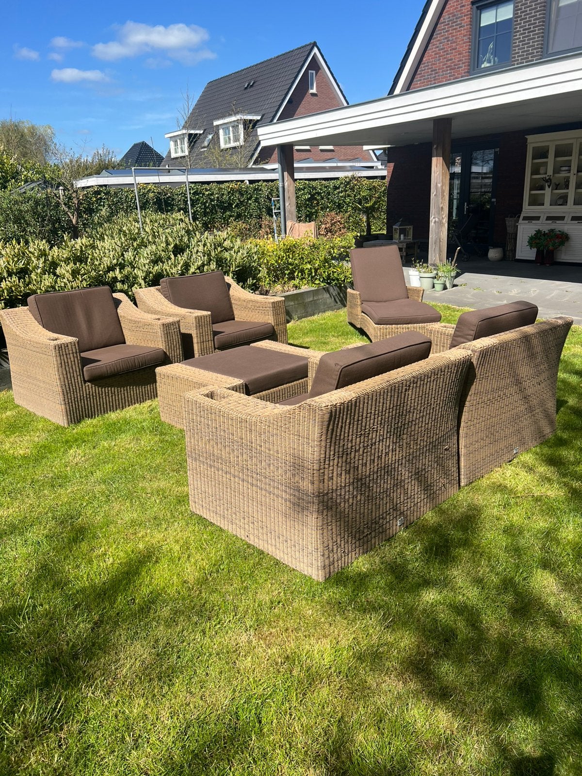 Exclusieve loungeset van 4 seasons outdoor, Tuin en Terras, Ophalen, Zo goed als nieuw, Rond, Steen