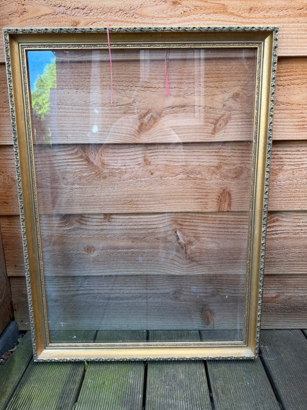Oude gouden lijst met glas, Ophalen, Zo goed als nieuw, Hout, 50 tot 75 cm