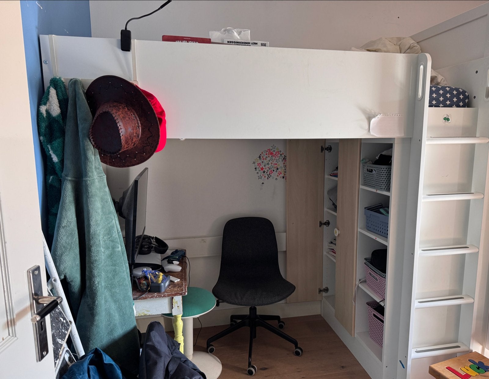 IKEA Smastad hoogslaper (excl. bureau) gedemonteerd, Huis en Inrichting, Ophalen, Gebruikt, Eenpersoons, 200 cm