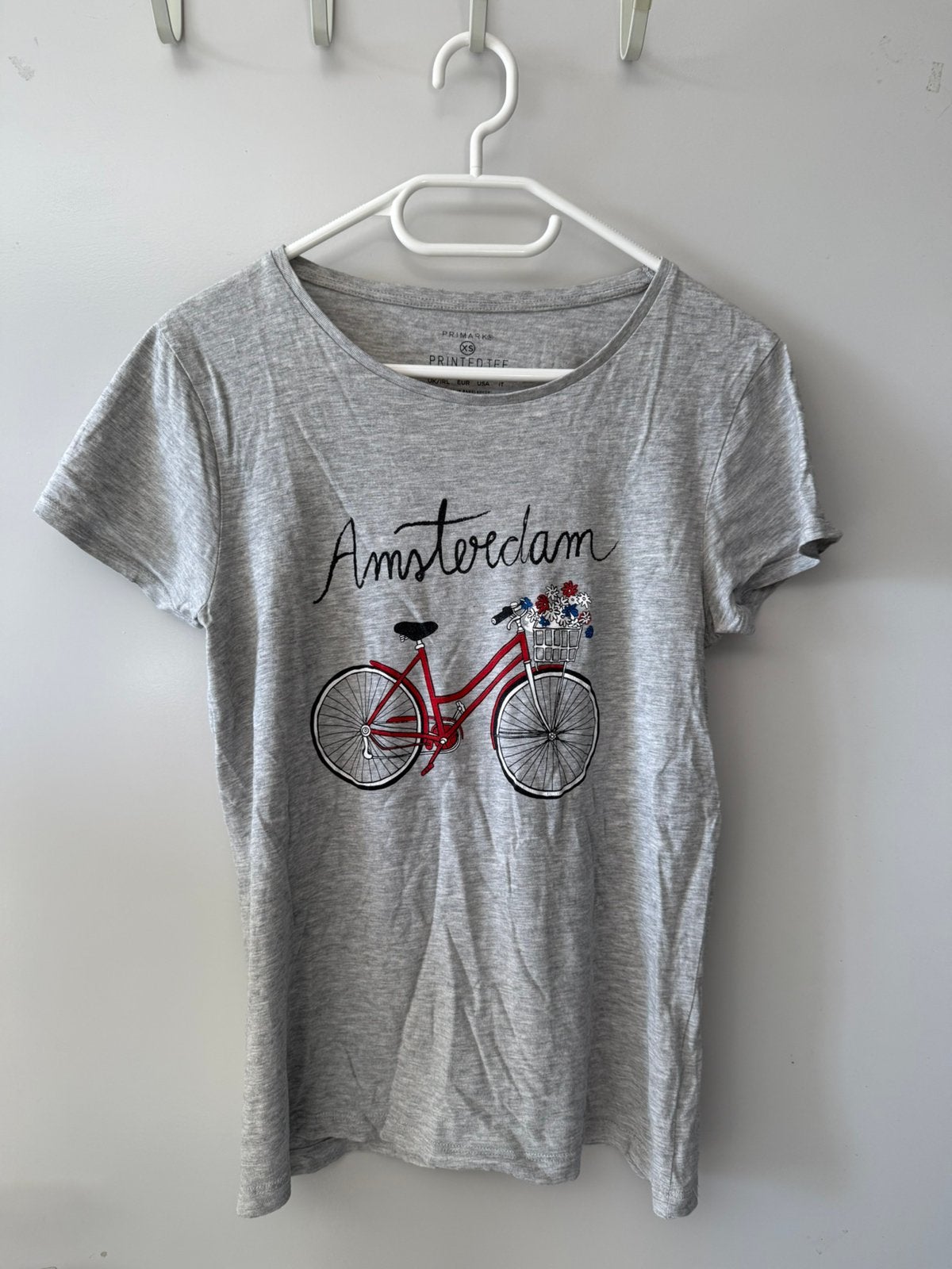 Primark T-shirt XS - Amsterdam fiets print, Ophalen of Verzenden, Zo goed als nieuw, Korte mouw, Maat 34 (XS) of kleiner