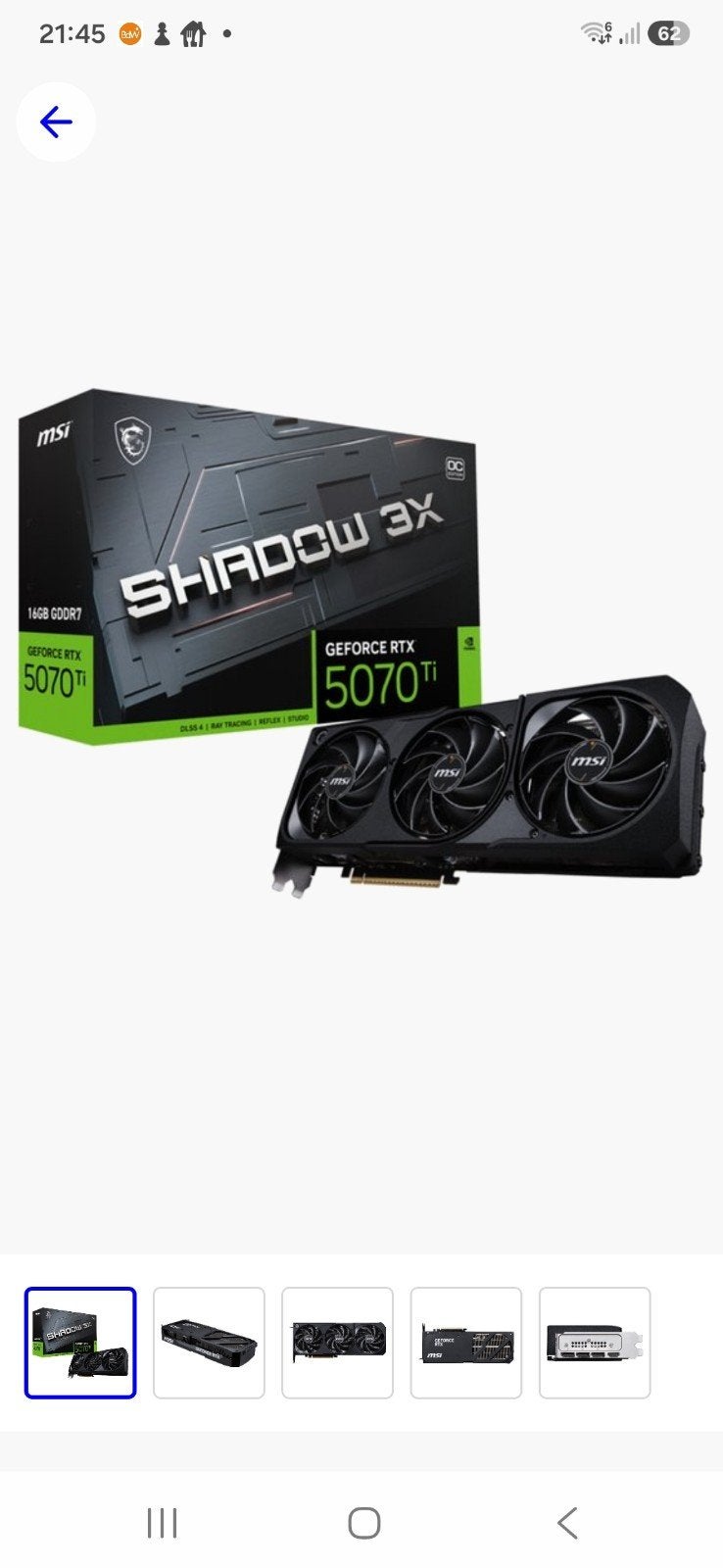msi rtx 5070 ti shadow 3x, Computers en Software, Videokaarten, Ophalen of Verzenden, Gebruikt, GDDR6, PCI-Express 4