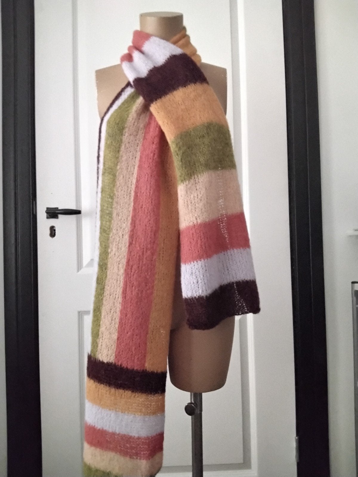 Handgebreide zijde/alpaca sjaal, 1.85m lang, Kleding | Dames, Made by me, Ophalen of Verzenden, Nieuw, Sjaal