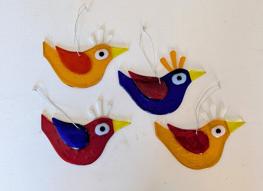 4 glazen vogeltjes, Ophalen of Verzenden, Nieuw, Meerkleurig, Glas