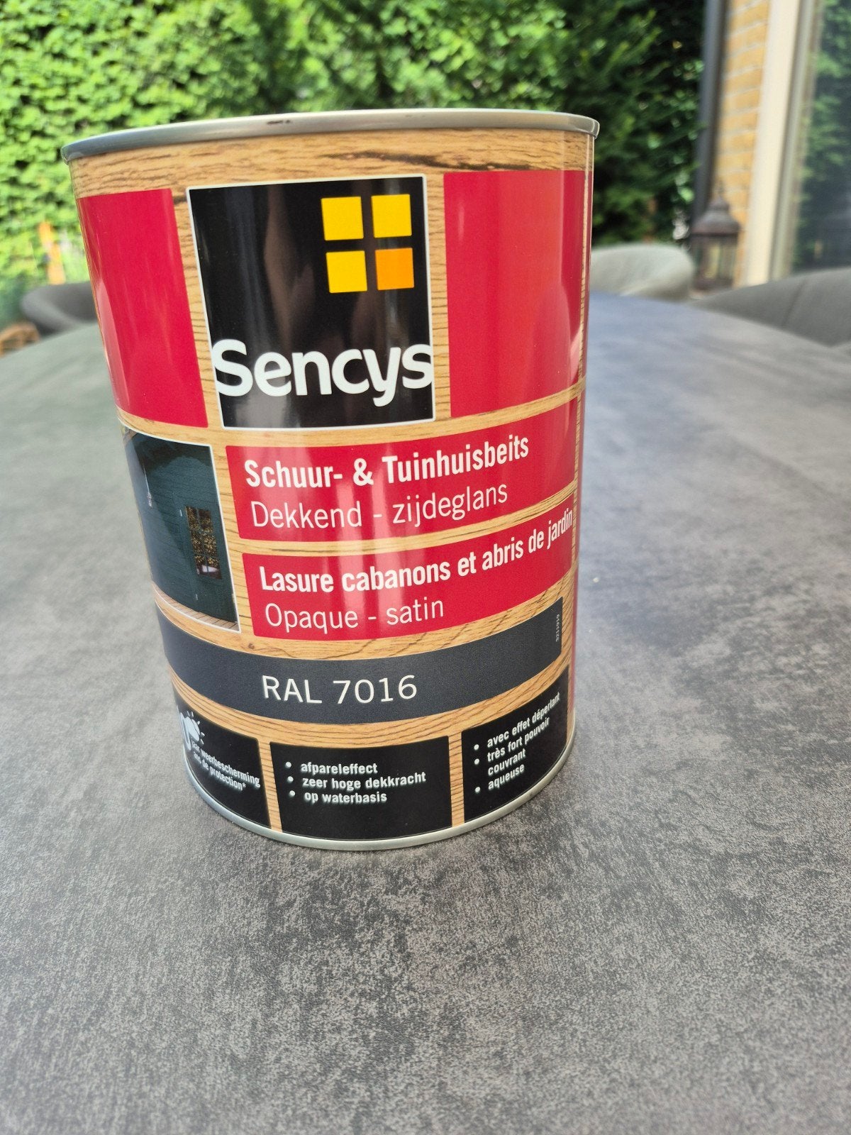 Sencys Schuur- & Tuinhuisbeits RAL 7016 Dekkend Zijdeglans, Ophalen, Nieuw, Beits, Grijs