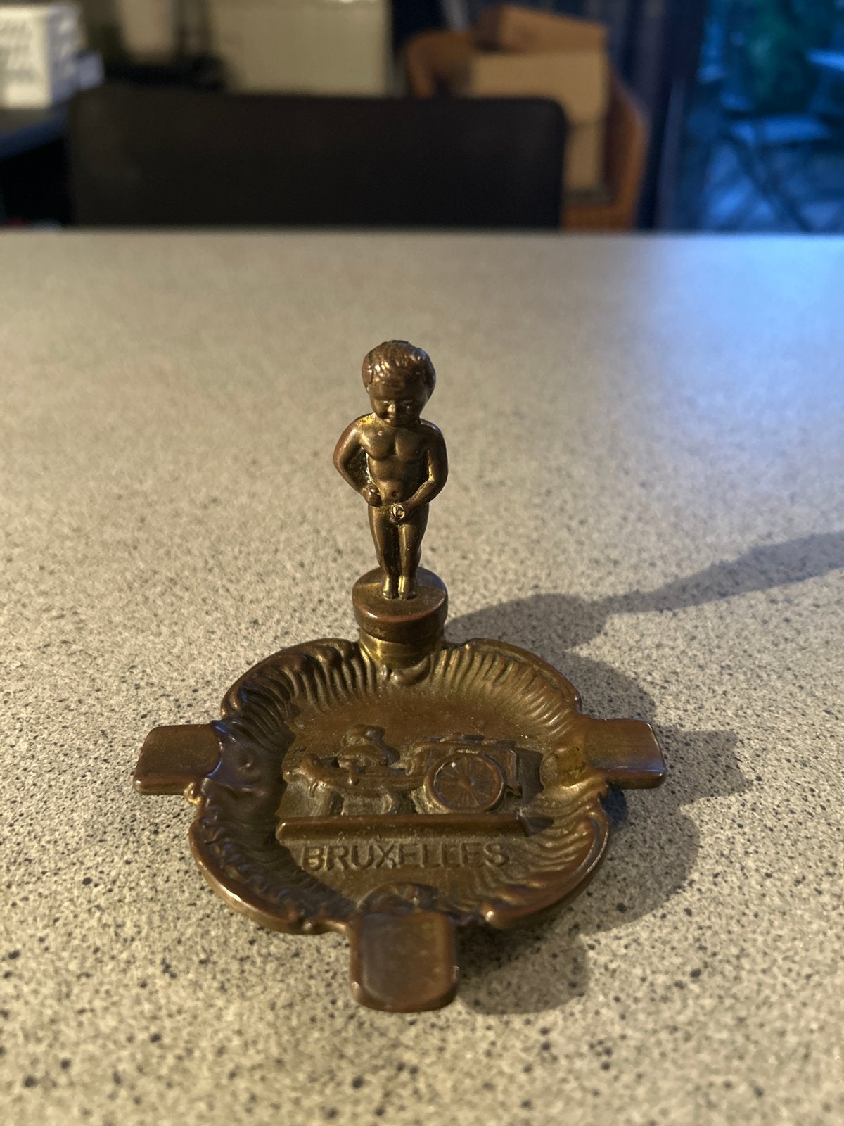 Vintage Manneken Pis Asbak - Bronskleurig - 7x9 cm, Ophalen of Verzenden