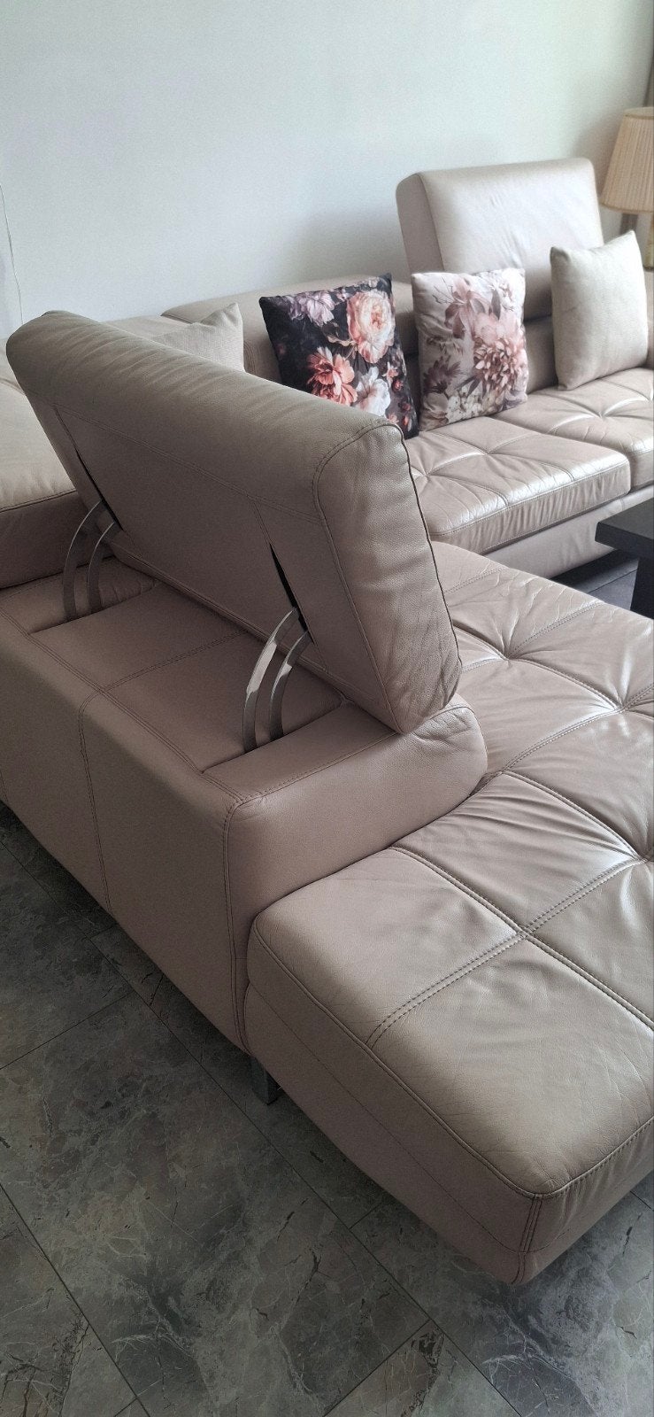 Leer bankstel, Huis en Inrichting, Banken | Sofa's en Chaises Longues, Ophalen, 250 tot 300 cm, Gebruikt, Minder dan 75 cm