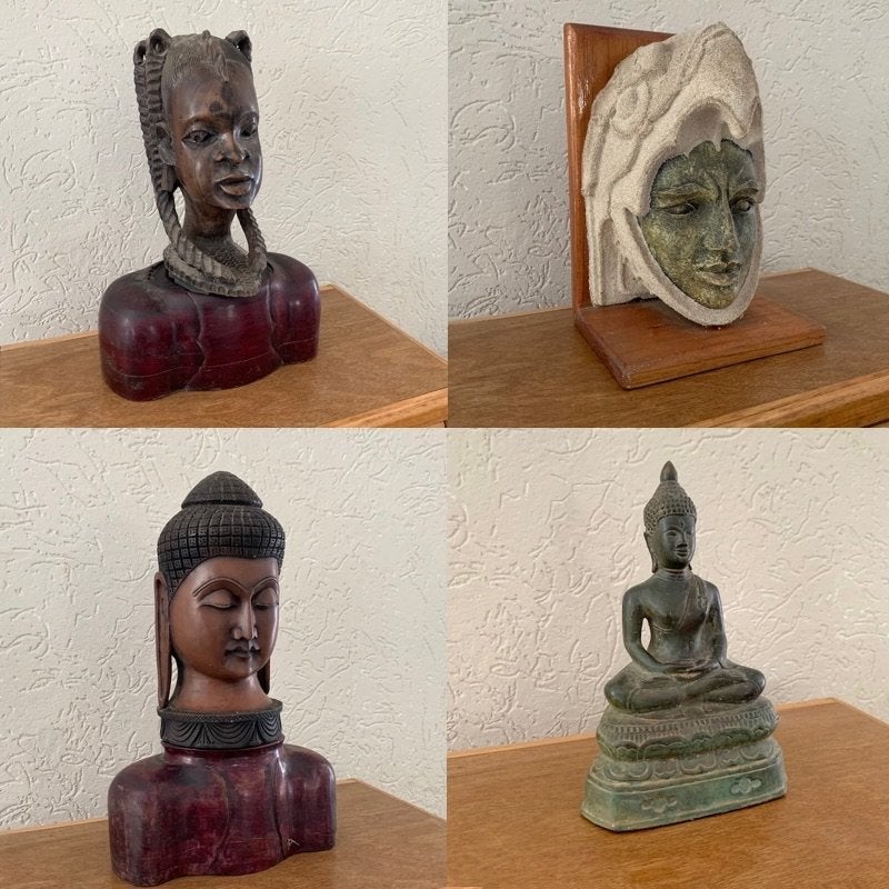 Vier decoratieve beelden, Ophalen of Verzenden, Gebruikt, Overige materialen