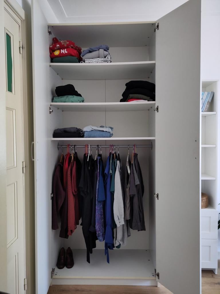 PAX Ikea kledingkast, wit - 3 planken, 2 stangen, Ophalen, Gebruikt, 50 tot 75 cm, 200 cm of meer