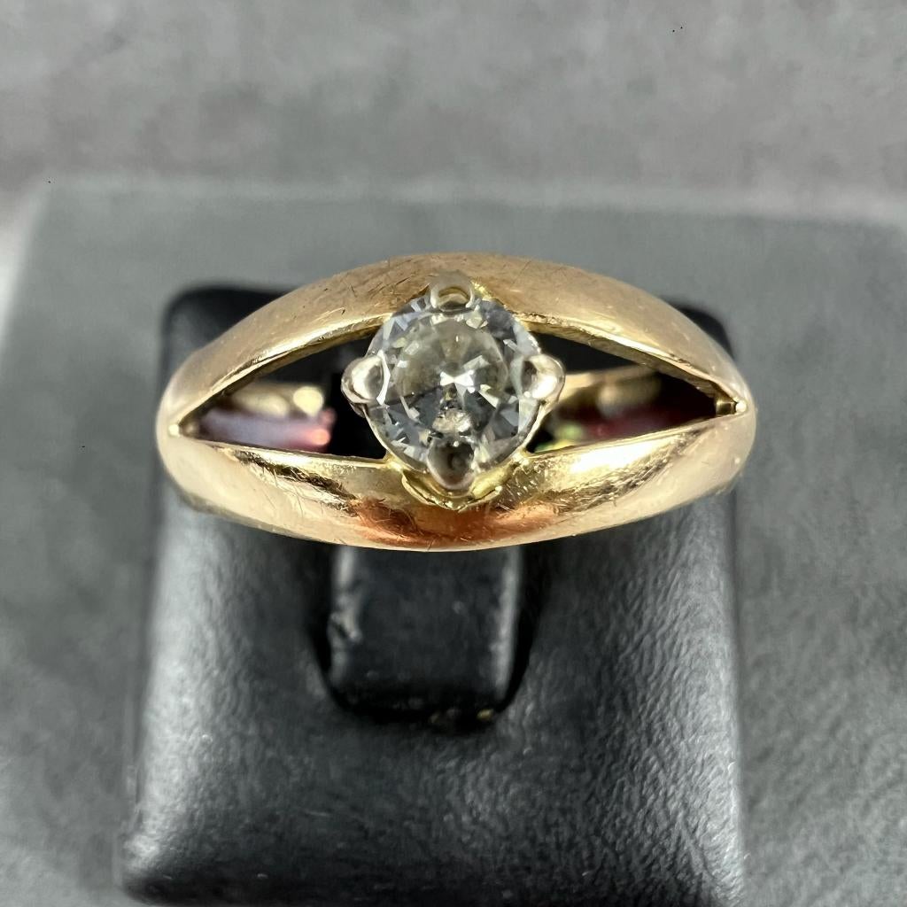 Gouden Ring | 14k | 2,97g | bandring 1briljant |0,10| 408528, Sieraden, Tassen en Uiterlijk, Ringen, Gebruikt, Ophalen of Verzenden