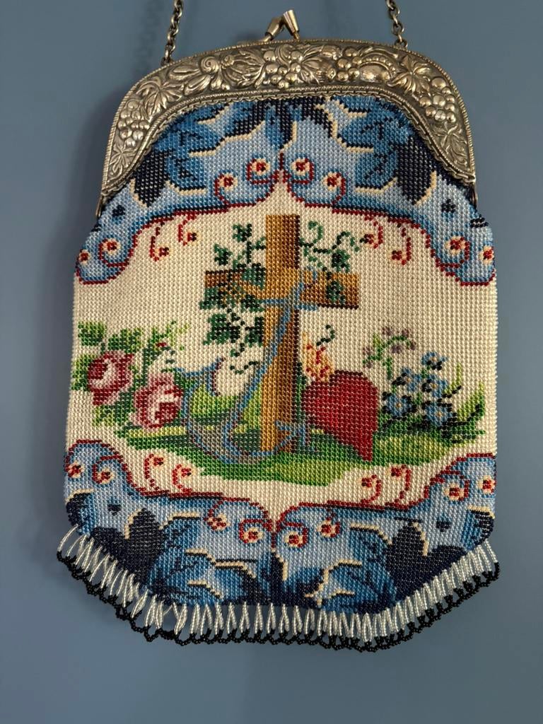 Grote tasbeugel met kralentas, Antiek en Kunst, Ophalen of Verzenden