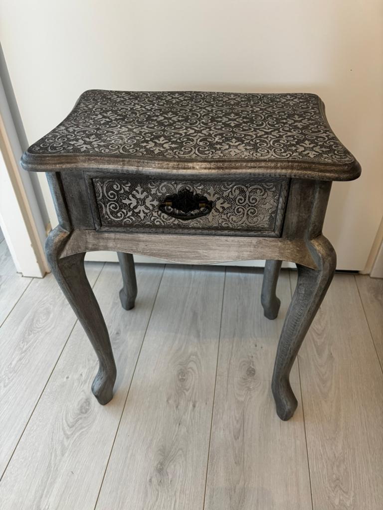 2x Sidetable barok / nachtkastje - zilver, Huis en Inrichting, Tafels | Bijzettafels, Minder dan 55 cm, Zo goed als nieuw, Rechthoekig