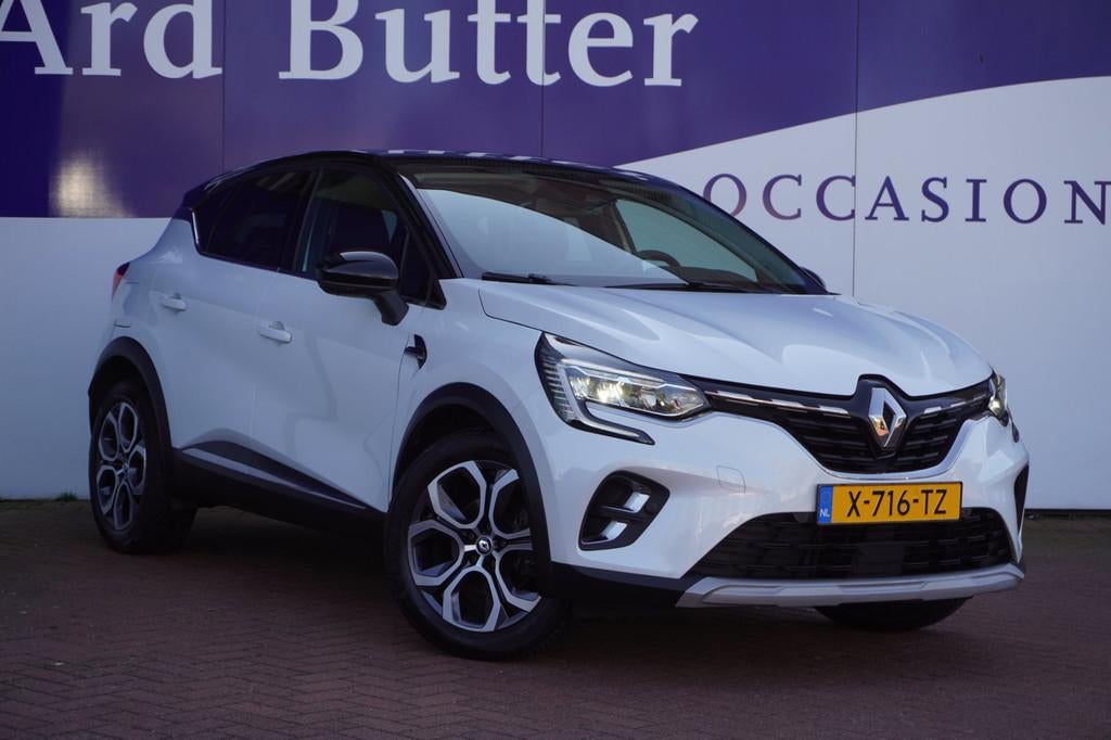 Renault Captur 1.6 E-Tech plug-in hybrid 160 techno SOH 97%, 77 km/l, Gebruikt, Leder en Stof, Wit