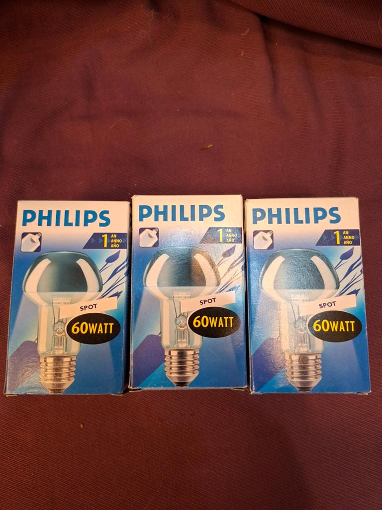 3x Philips Kopspiegel Spotlamp 60W E27 Gloeilamp, Ophalen of Verzenden, Nieuw