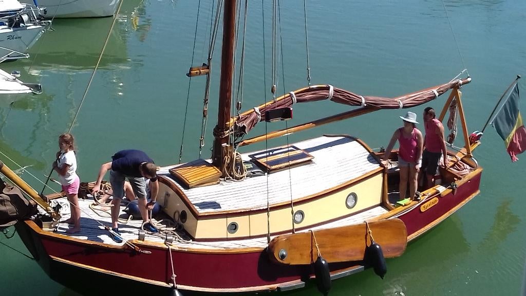 Platbodem Zeeschouw Huitema, Watersport en Boten, Ophalen, Gebruikt, Polyester, Diesel