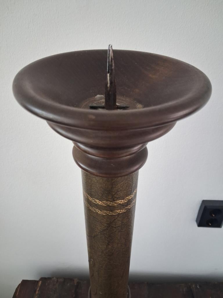 Houten Kandelaar - Klassiek Brits Groen - 90cm, Antiek en Kunst, Ophalen