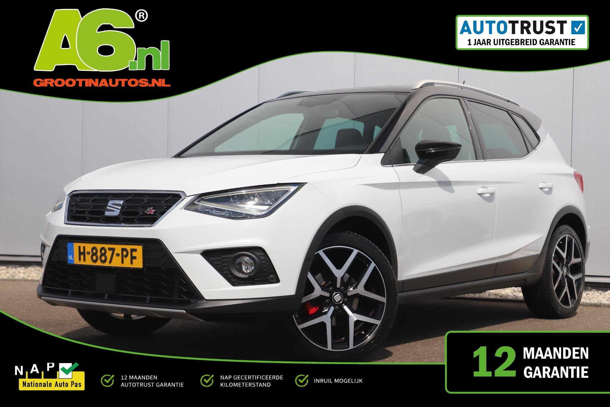 SEAT Arona 1.0 TSI FR Business Intense Trekhaak Virtual Cock, Auto's, Voorwielaandrijving, Gebruikt, Met garantie (alle), Wit
