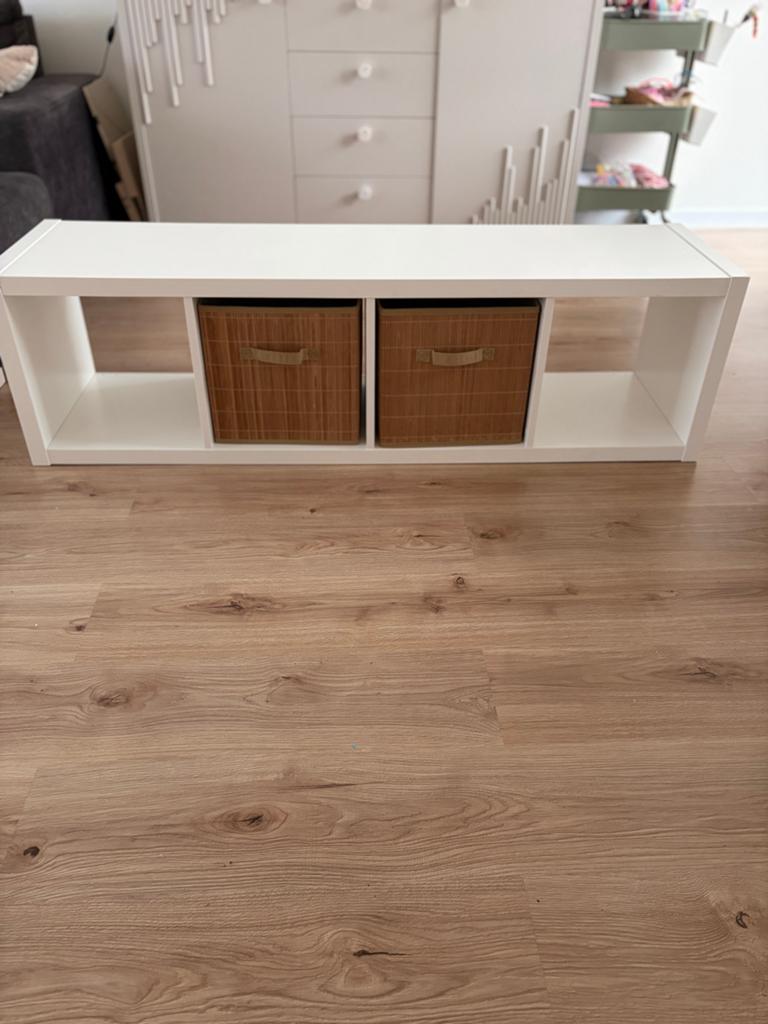 IKEA Kallax kast met bakken, wit, 42x147 cm, Ophalen, Gebruikt