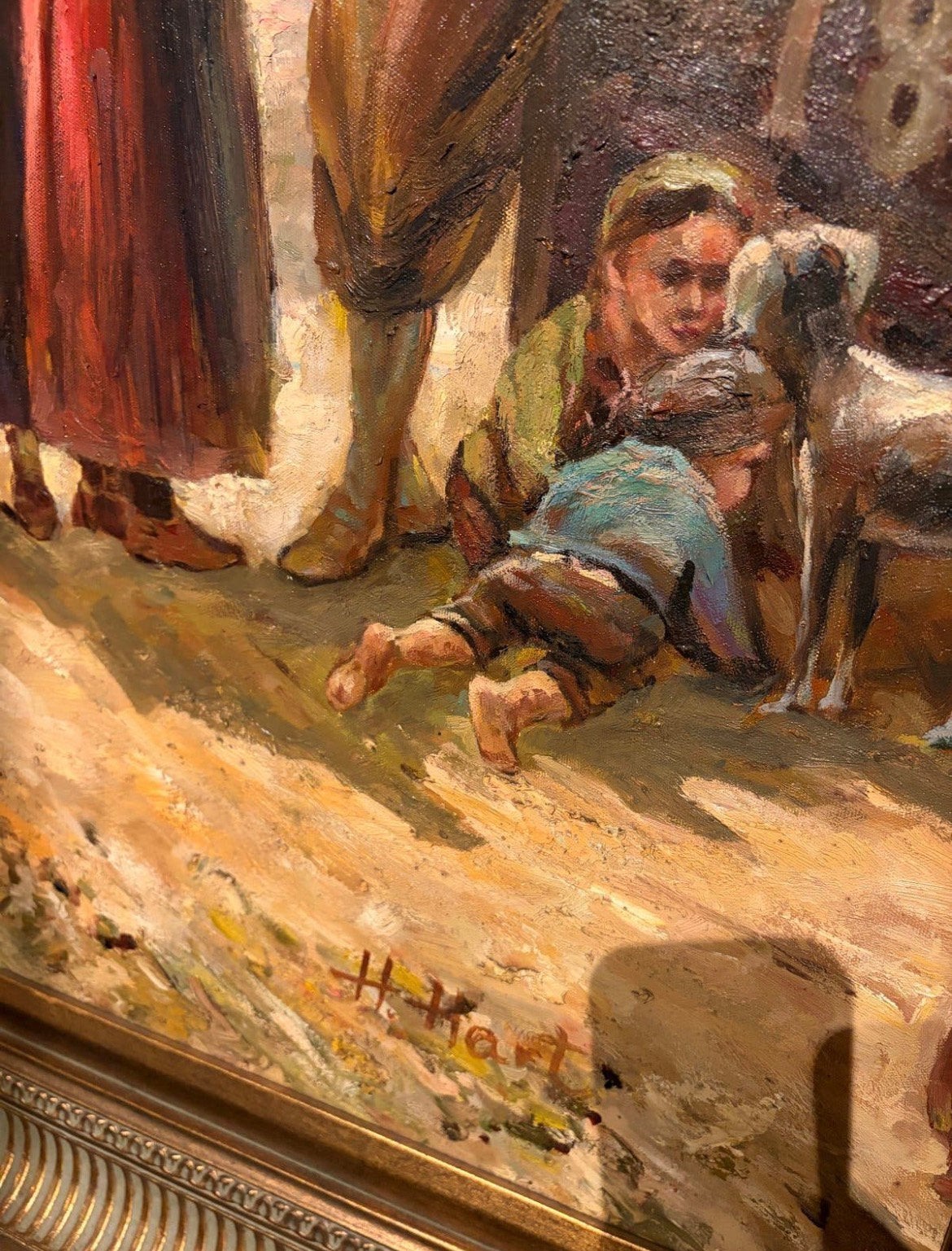 Groot schilderij: Oud Hollandse strandscène Mp, Ophalen, Maritiem / water, Doek, Oud hollands