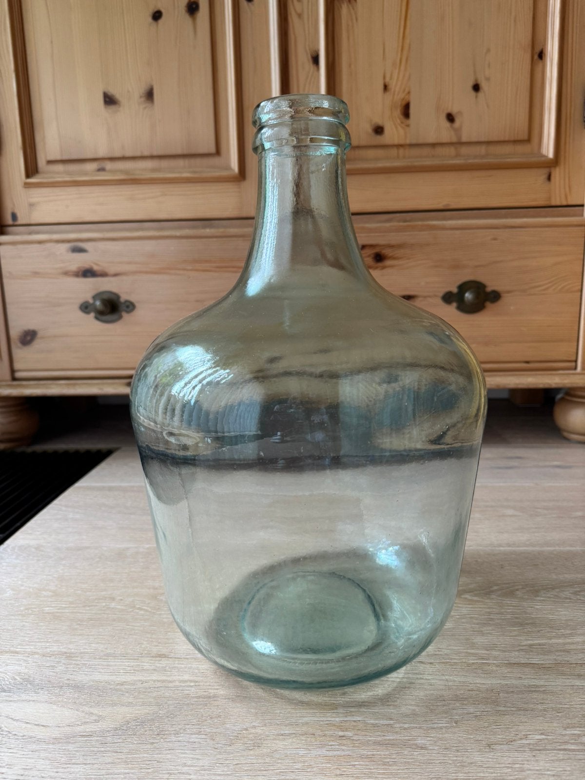 Grote glazen fles / vaas, Ophalen, Gebruikt, Groen, Glas