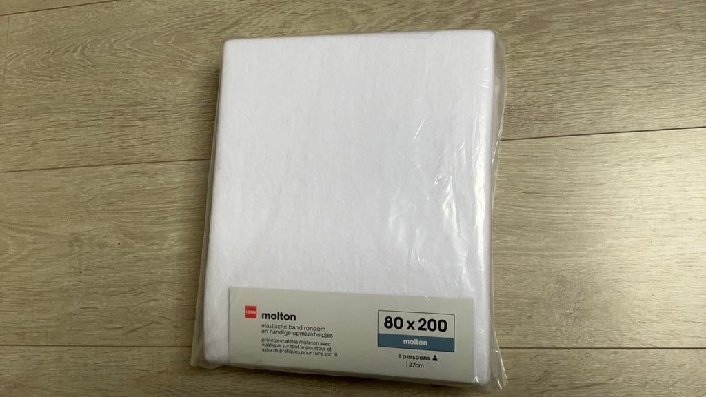 Nieuwe Hema molton matrasbeschermer 80 bij 200, Huis en Inrichting, Slaapkamer | Beddengoed, Ophalen, Eenpersoons, Wit, Overige typen