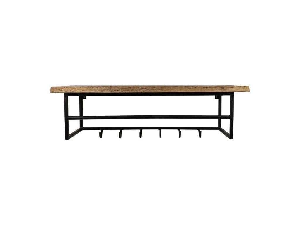 Kapstok Acaciahout/metaal 90 cm, Wandkapstok, Verzenden, Nieuw, Minder dan 100 cm
